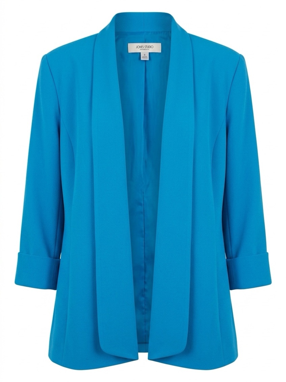Jones Studio Bright Blue Open-Front Draped Blazer